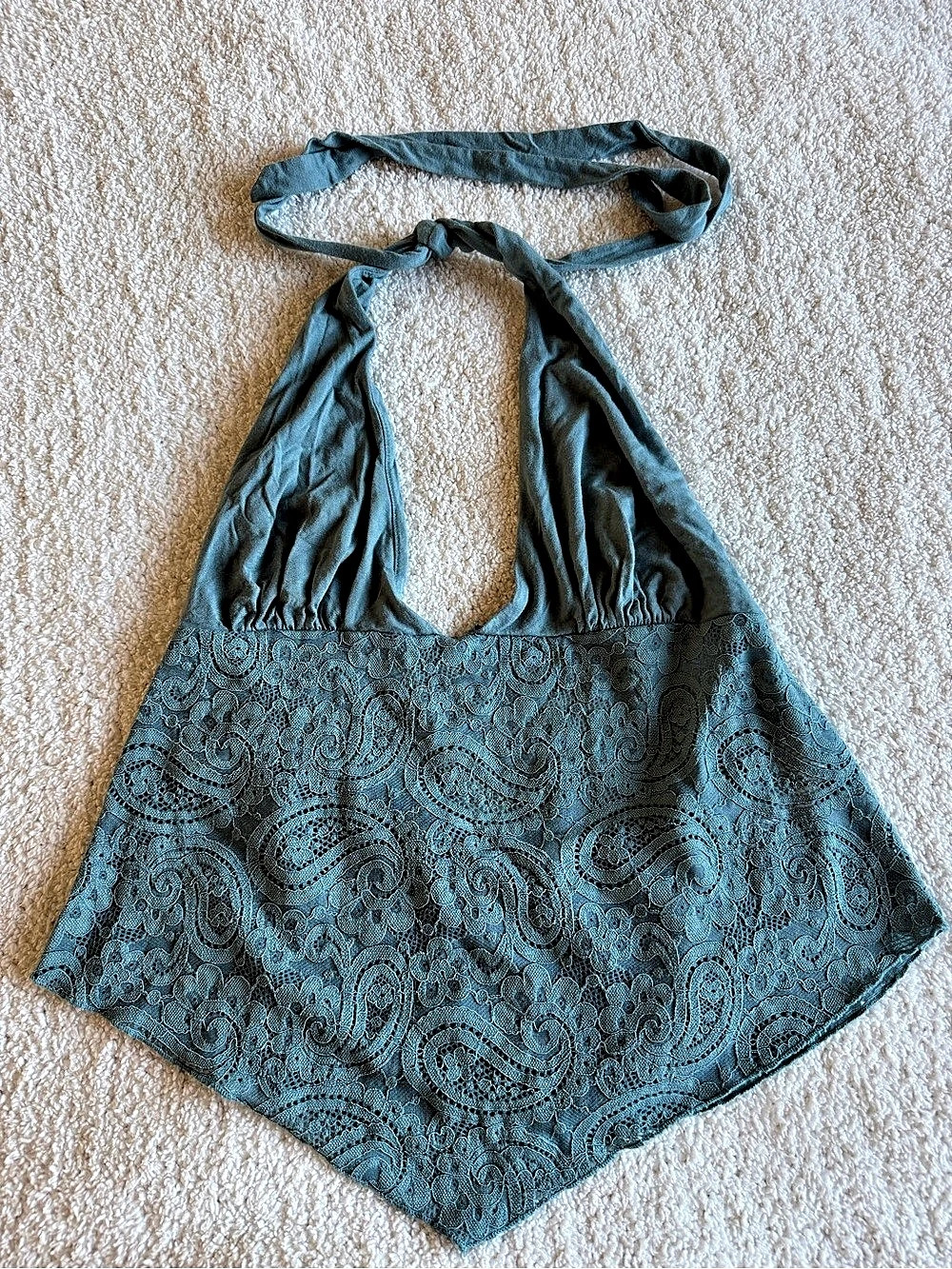 Kimchi Blue Paisley Lace Halter Top in Blue Size XL